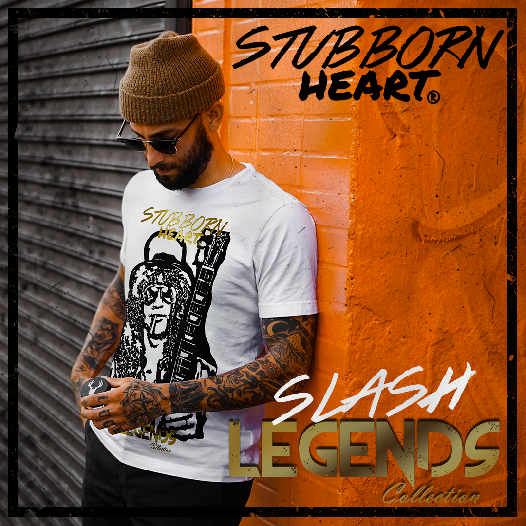 STUBBORN HEART promo image for their Slash from Guns N Roses special tshirt from the LEGENDS COLLECTION range